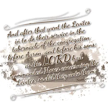 Numbers 8:22 – And after that went the Levites in to do their service in the tabernacle of the congregation before Aaron, and before his sons: as the LORD had…