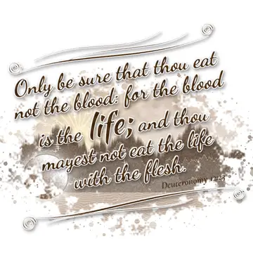 Deuteronomy 12:23 – Only be sure that thou eat not the blood: for the blood is the life; and thou mayest not eat the life with the flesh.