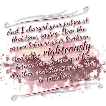 Deuteronomy 1:16 – And I charged your judges at that time, saying, Hear the causes between your brethren, and judge righteously between every man and his brother, and…