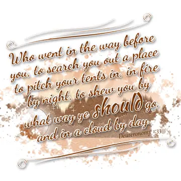 Deuteronomy 1:33 – Who went in the way before you, to search you out a place to pitch your tents in, in fire by night, to shew you by what way ye should go, and in a…
