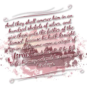 Deuteronomy 22:19 – And they shall amerce him in an hundred shekels of silver, and give them unto the father of the damsel, because he hath brought up an evil name upon…