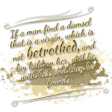 Deuteronomy 22:28 – If a man find a damsel that is a virgin, which is not betrothed, and lay hold on her, and lie with her, and they be found;