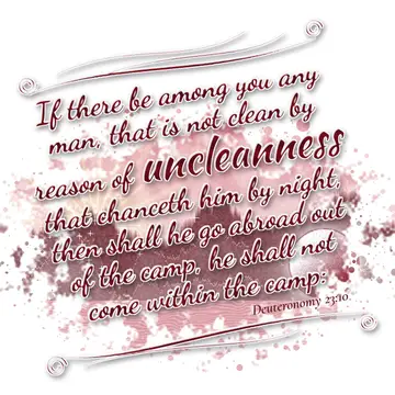 Deuteronomy 23:10 – If there be among you any man, that is not clean by reason of uncleanness that chanceth him by night, then shall he go abroad out of the camp, he…