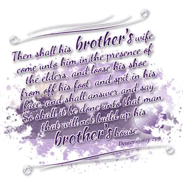 Deuteronomy 25:9 – Then shall his brother's wife come unto him in the presence of the elders, and loose his shoe from off his foot, and spit in his face, and shall…