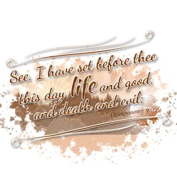 Deuteronomy 30:15 – See, I have set before thee this day life and good, and death and evil;