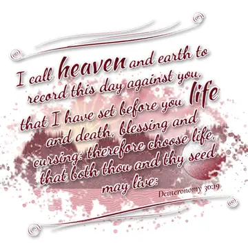 Deuteronomy 30:19 – I call heaven and earth to record this day against you, that I have set before you life and death, blessing and cursing: therefore choose life, that…