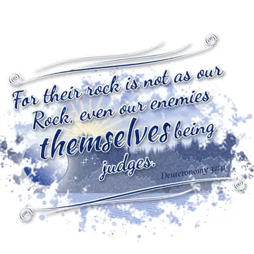 Deuteronomy 32:31 – For their rock is not as our Rock, even our enemies themselves being judges.