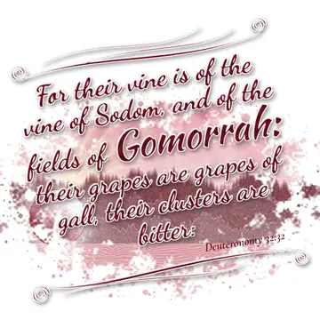 Deuteronomy 32:32 – For their vine is of the vine of Sodom, and of the fields of Gomorrah: their grapes are grapes of gall, their clusters are bitter: