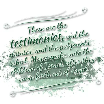 Deuteronomy 4:45 – These are the testimonies, and the statutes, and the judgments, which Moses spake unto the children of Israel, after they came forth out of Egypt,
