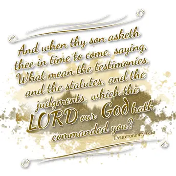 Deuteronomy 6:20 – And when thy son asketh thee in time to come, saying, What mean the testimonies, and the statutes, and the judgments, which the LORD our God hath…