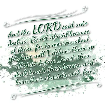 Joshua 11:6 – And the LORD said unto Joshua, Be not afraid because of them: for to morrow about this time will I deliver them up all slain before Israel: thou…