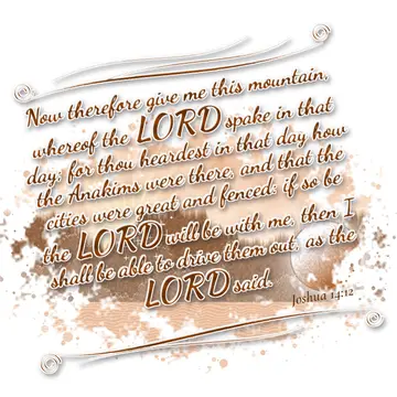 Joshua 14:12 – Now therefore give me this mountain, whereof the LORD spake in that day; for thou heardest in that day how the Anakims were there, and that the…