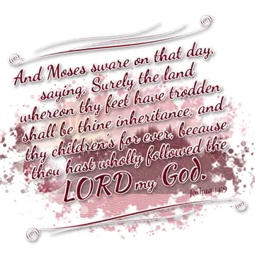 Joshua 14:9 – And Moses sware on that day, saying, Surely the land whereon thy feet have trodden shall be thine inheritance, and thy children's for ever, because…