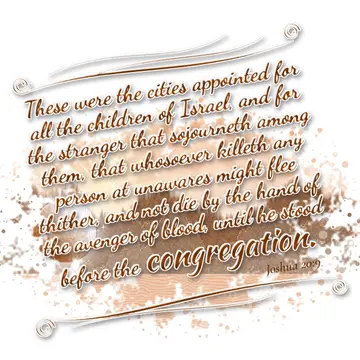 Joshua 20:9 – These were the cities appointed for all the children of Israel, and for the stranger that sojourneth among them, that whosoever killeth any person at…