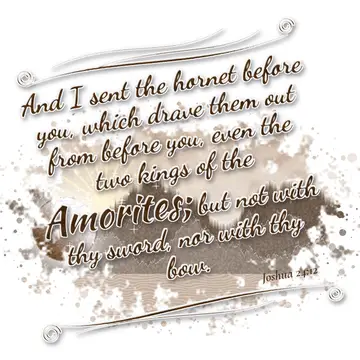 Joshua 24:12 – And I sent the hornet before you, which drave them out from before you, even the two kings of the Amorites; but not with thy sword, nor with thy bow.