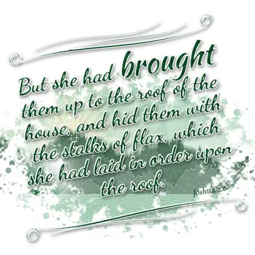 Joshua 2:6 – But she had brought them up to the roof of the house, and hid them with the stalks of flax, which she had laid in order upon the roof.