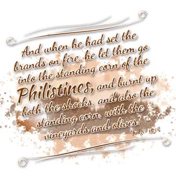 Judges 15:5 – And when he had set the brands on fire, he let them go into the standing corn of the Philistines, and burnt up both the shocks, and also the standing…