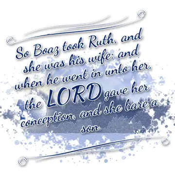 Ruth 4:13 – So Boaz took Ruth, and she was his wife: and when he went in unto her, the LORD gave her conception, and she bare a son.