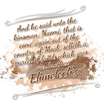 Ruth 4:3 – And he said unto the kinsman, Naomi, that is come again out of the country of Moab, selleth a parcel of land, which was our brother Elimelech's: