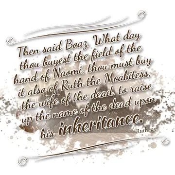 Ruth 4:5 – Then said Boaz, What day thou buyest the field of the hand of Naomi, thou must buy it also of Ruth the Moabitess, the wife of the dead, to raise up…