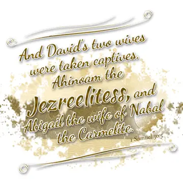 1 Samuel 30:5 – And David's two wives were taken captives, Ahinoam the Jezreelitess, and Abigail the wife of Nabal the Carmelite.