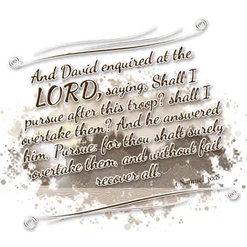 1 Samuel 30:8 – And David enquired at the LORD, saying, Shall I pursue after this troop? shall I overtake them? And he answered him, Pursue: for thou shalt surely…