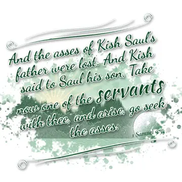 1 Samuel 9:3 – And the asses of Kish Saul's father were lost. And Kish said to Saul his son, Take now one of the servants with thee, and arise, go seek the asses.