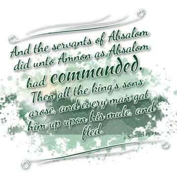 2 Samuel 13:29 – And the servants of Absalom did unto Amnon as Absalom had commanded. Then all the king's sons arose, and every man gat him up upon his mule, and fled.