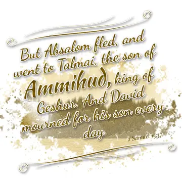 2 Samuel 13:37 – But Absalom fled, and went to Talmai, the son of Ammihud, king of Geshur. And David mourned for his son every day.