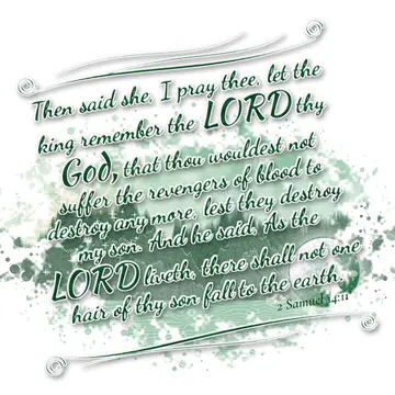 2 Samuel 14:11 – Then said she, I pray thee, let the king remember the LORD thy God, that thou wouldest not suffer the revengers of blood to destroy any more, lest…