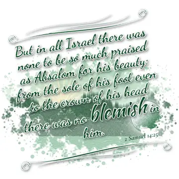 2 Samuel 14:25 – But in all Israel there was none to be so much praised as Absalom for his beauty: from the sole of his foot even to the crown of his head there was…