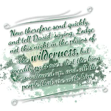 2 Samuel 17:16 – Now therefore send quickly, and tell David, saying, Lodge not this night in the plains of the wilderness, but speedily pass over; lest the king be…