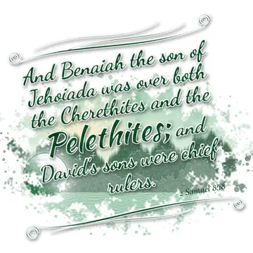 2 Samuel 8:18 – And Benaiah the son of Jehoiada was over both the Cherethites and the Pelethites; and David's sons were chief rulers.