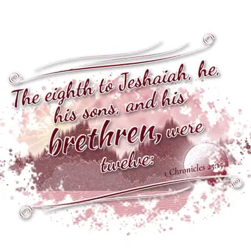 1 Chronicles 25:15 – The eighth to Jeshaiah, he, his sons, and his brethren, were twelve: