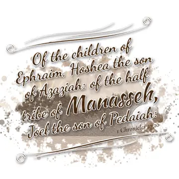 1 Chronicles 27:20 – Of the children of Ephraim, Hoshea the son of Azaziah: of the half tribe of Manasseh, Joel the son of Pedaiah: