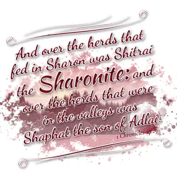 1 Chronicles 27:29 – And over the herds that fed in Sharon was Shitrai the Sharonite: and over the herds that were in the valleys was Shaphat the son of Adlai: