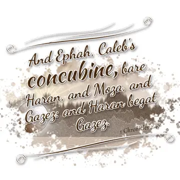 1 Chronicles 2:46 – And Ephah, Caleb's concubine, bare Haran, and Moza, and Gazez: and Haran begat Gazez.