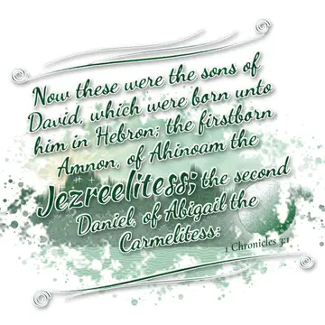 1 Chronicles 3:1 – Now these were the sons of David, which were born unto him in Hebron; the firstborn Amnon, of Ahinoam the Jezreelitess; the second Daniel, of Abigail…