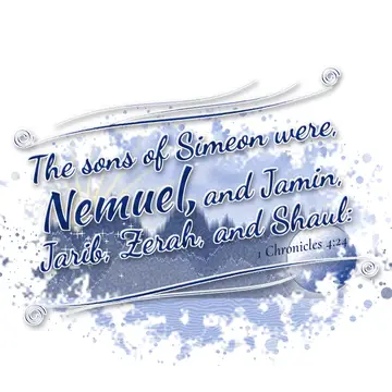 1 Chronicles 4:24 – The sons of Simeon were, Nemuel, and Jamin, Jarib, Zerah, and Shaul: