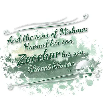 1 Chronicles 4:26 – And the sons of Mishma; Hamuel his son, Zacchur his son, Shimei his son.