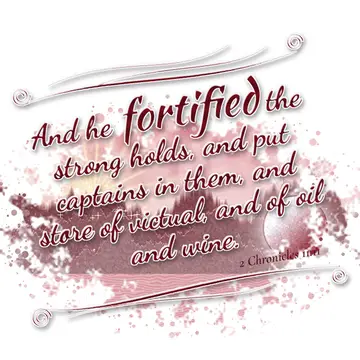 2 Chronicles 11:11 – And he fortified the strong holds, and put captains in them, and store of victual, and of oil and wine.