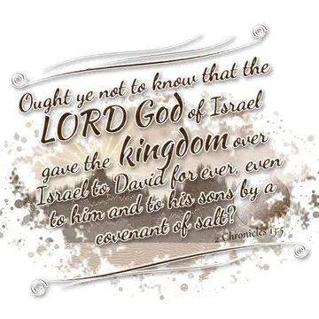 2 Chronicles 13:5 – Ought ye not to know that the LORD God of Israel gave the kingdom over Israel to David for ever, even to him and to his sons by a covenant of salt?