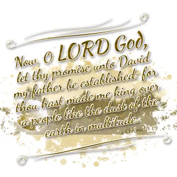 2 Chronicles 1:9 – Now, O LORD God, let thy promise unto David my father be established: for thou hast made me king over a people like the dust of the earth in…
