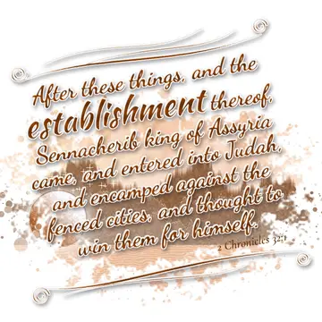 2 Chronicles 32:1 – After these things, and the establishment thereof, Sennacherib king of Assyria came, and entered into Judah, and encamped against the fenced cities…