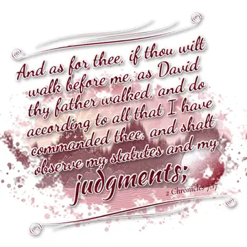 2 Chronicles 7:17 – And as for thee, if thou wilt walk before me, as David thy father walked, and do according to all that I have commanded thee, and shalt observe my…