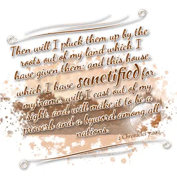 2 Chronicles 7:20 – Then will I pluck them up by the roots out of my land which I have given them; and this house, which I have sanctified for my name, will I cast out…