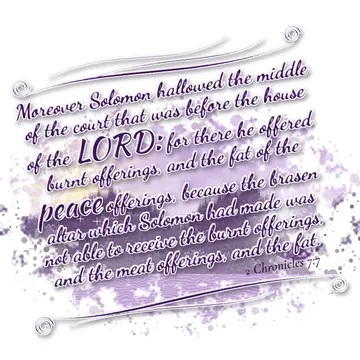 2 Chronicles 7:7 – Moreover Solomon hallowed the middle of the court that was before the house of the LORD: for there he offered burnt offerings, and the fat of the…