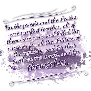 Ezra 6:20 – For the priests and the Levites were purified together, all of them were pure, and killed the passover for all the children of the captivity, and for…