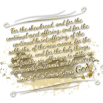Nehemiah 10:33 – For the shewbread, and for the continual meat offering, and for the continual burnt offering, of the sabbaths, of the new moons, for the set feasts…