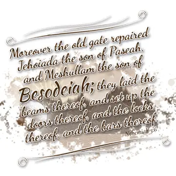 Nehemiah 3:6 – Moreover the old gate repaired Jehoiada the son of Paseah, and Meshullam the son of Besodeiah; they laid the beams thereof, and set up the doors…